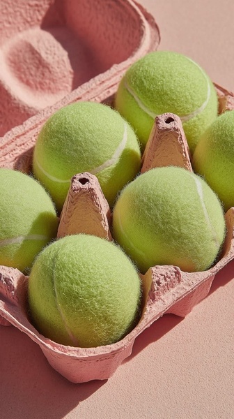 tennis balls, sports equipment, tennis gear, training balls, court equipment, brand awareness, minimalist, flat lay, calm, playful, green, pink